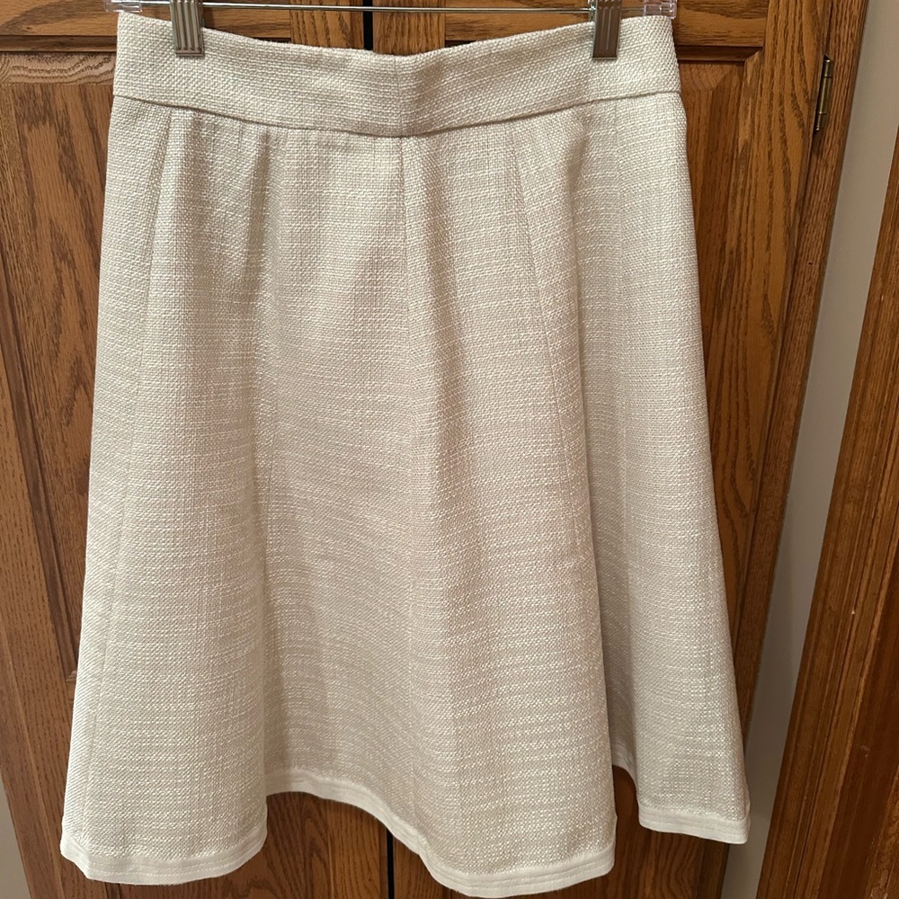 White House Black Market NWT Tweed Textured Cream A-Line Skirt